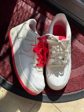 Nike White Air Force 1 with Hot Pink